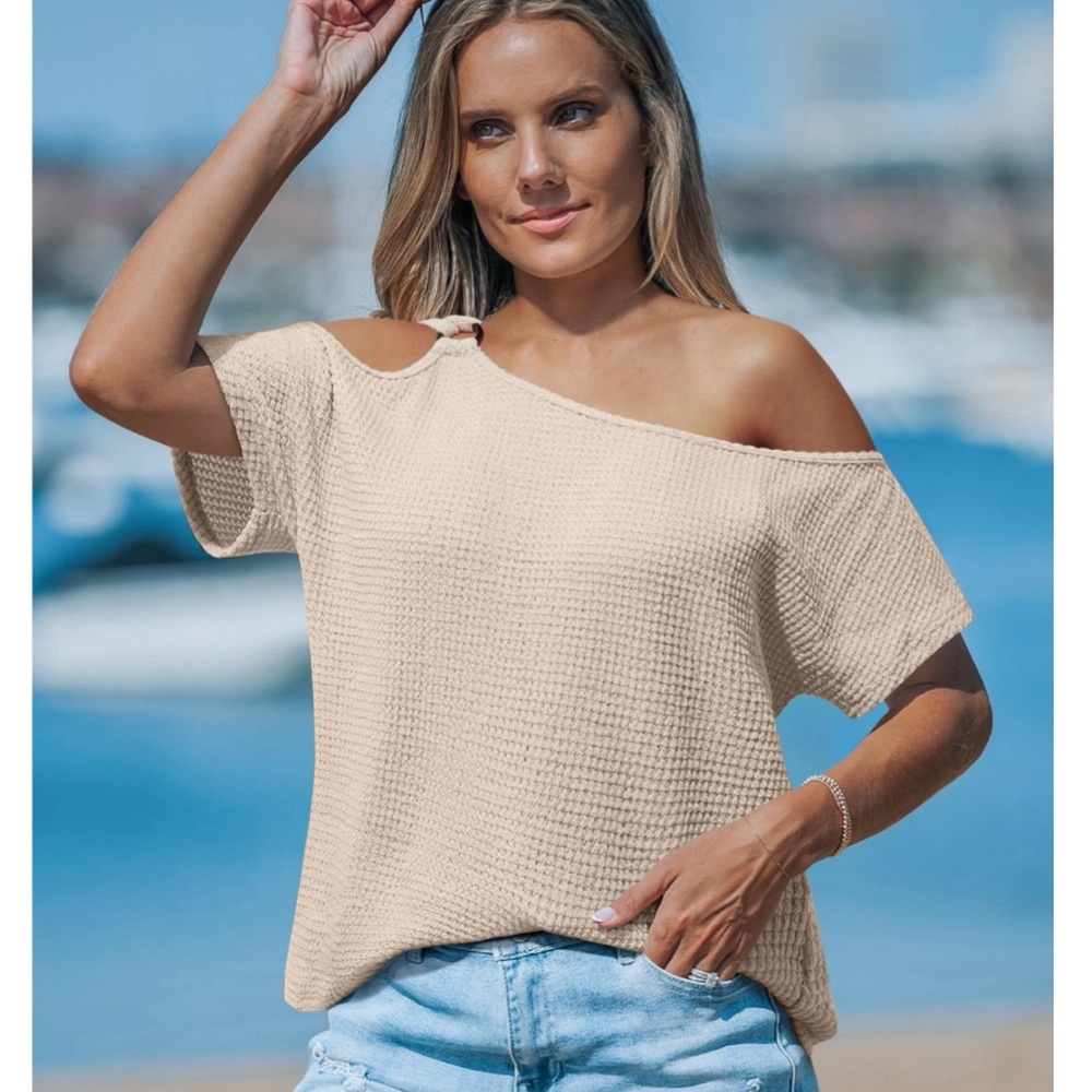 NEW Cupshe Off-ShoulderTextured Top Medium Tan